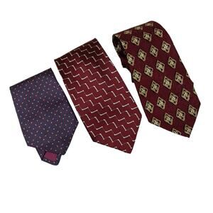 Bundle of 3 Red Tones Ties Embassy Row, Donna Karan and Great Style 58" long